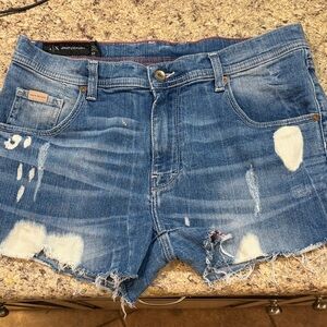 Armani Exchange Distressed Denim Shorts